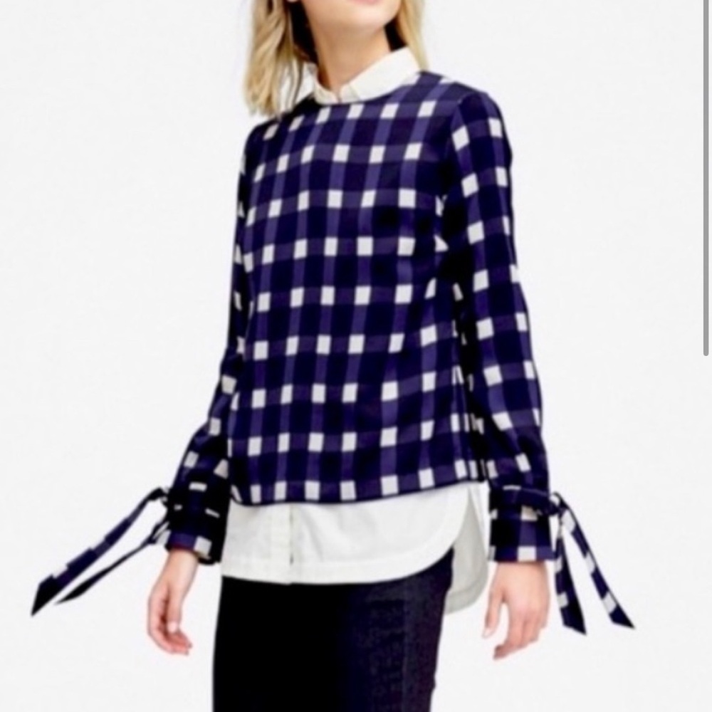 Banana Republic Checked Satin Blouse XS